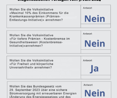 Parolen Aufrecht Schweiz Volksabstimmung vom 9. Juni 2024